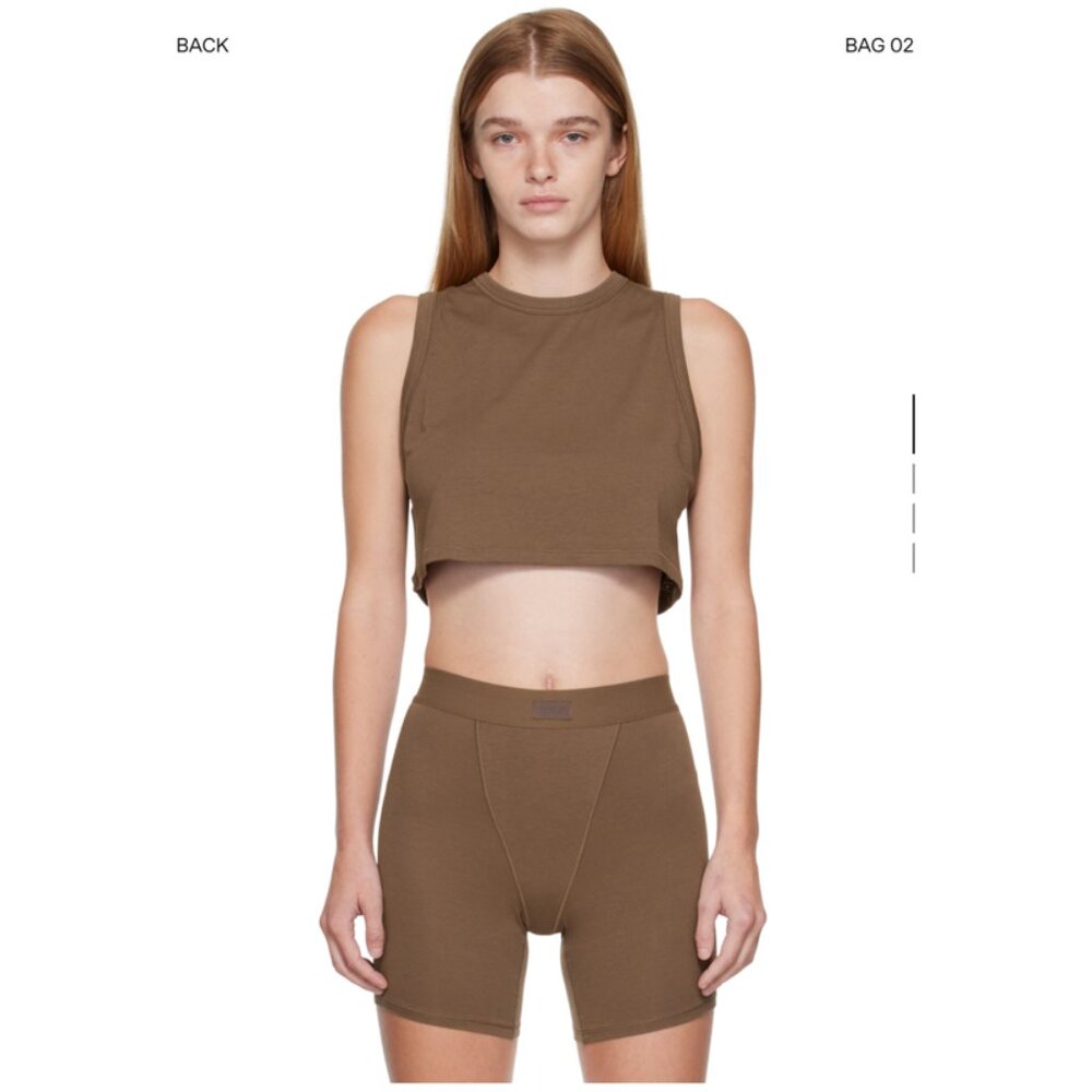 NWT SKIMS Brown SKIMS Boyfriend Sleep Crop Tank Top, Size: XS